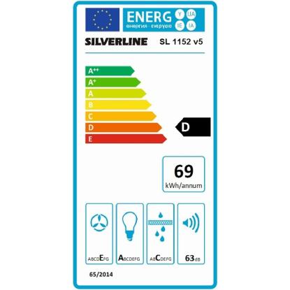 Silverline SL1152 V5 Crystal skabsintegreret emhætte, aftræk højre, hvid/rustfri front, 60 cm