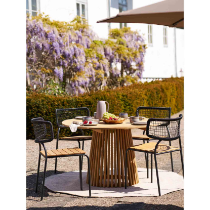 Nashville havestol, teak/polyrattan, sort