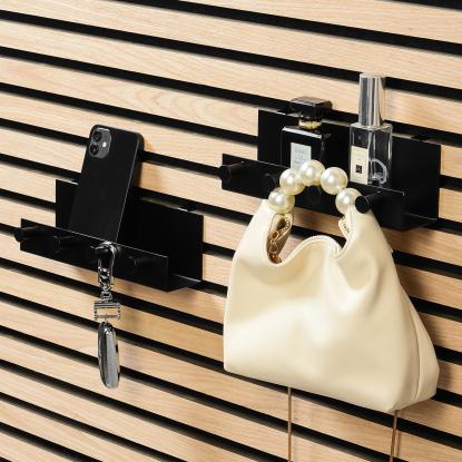 Millex hylde til akustikpanel, 4 knager, 21,5 cm, sort