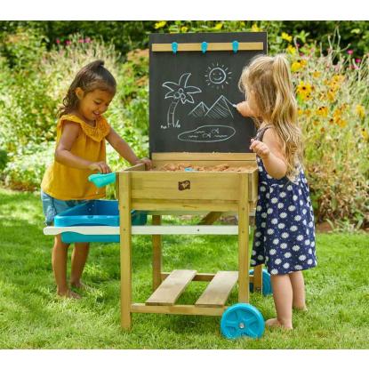 TP Toys sand- og vandbord med tavle, træ, 63 x 65 x 81 cm