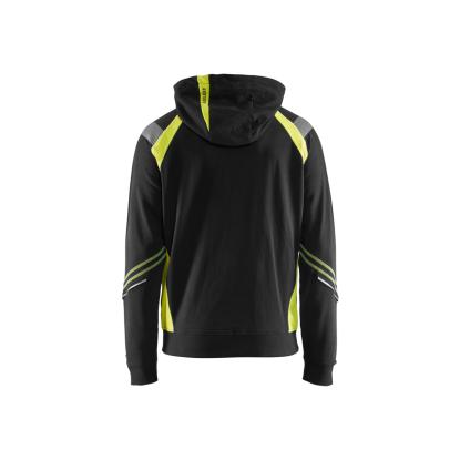 Blåkläder 3433 hættetrøje full zip, sort/hi-vis gul