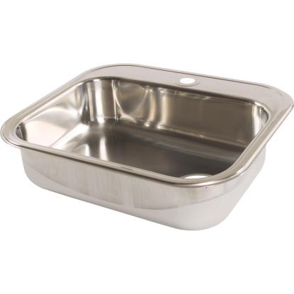 Intra Juvel K480 køkkenvask med strainer og hanehul, 34 x 48 cm, blankt stål 