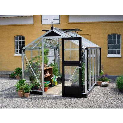 Juliana Compact drivhus 8,2 m², alu/sort, 3 mm hærdet glas