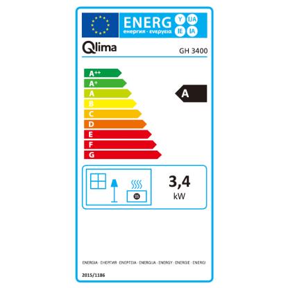 Qlima Rustika GH 3400 gasvarmeovn med levende flamme