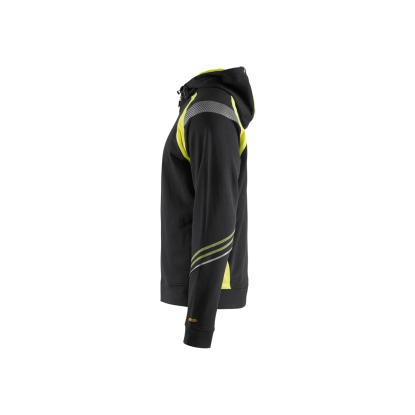 Blåkläder 3433 hættetrøje full zip, sort/hi-vis gul