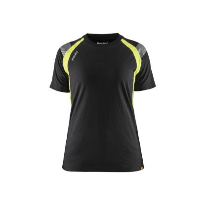Blåkläder 3402 dame t-shirt, sort/hi-vis gul