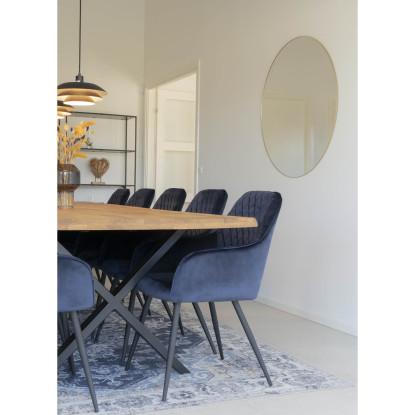 Spejl med ramme i messing look Ø100 cm