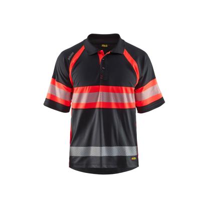 Blåkläder 3338 high vis UV poloshirt, sort/hi-vis rød