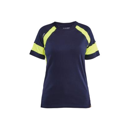 Blåkläder 3524 dame t-shirt, marineblå/hi-vis gul