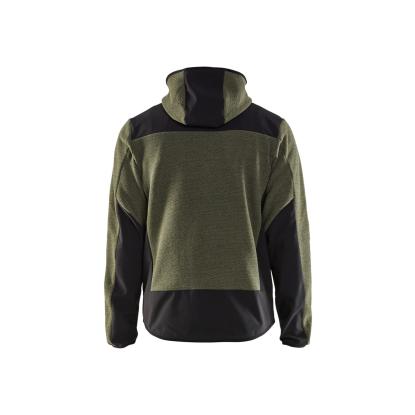 Blåkläder 5940 strikket jakke med softshell, efterårsgrøn/sort