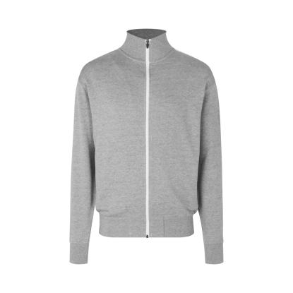ID 0626 sweat cardigan med kontrast, grå melange