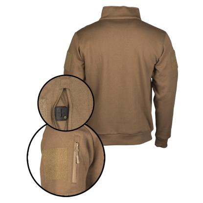 Mil-Tec Tactical sweatshirt med lynlås, dark coyote brun 