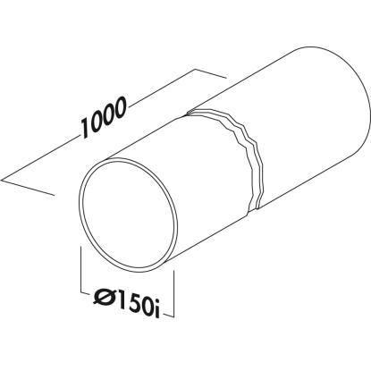 JG Nordic aftrækskanal, rund, Ø150 mm - 1 meter