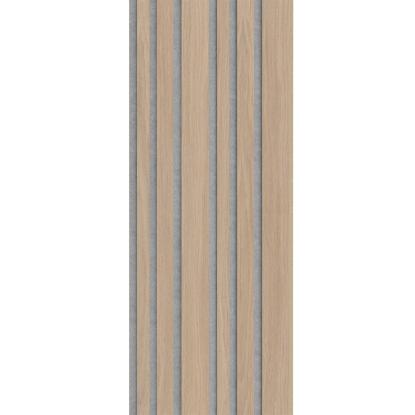 I-Wood Medio+ Mixed akustikpanel, ubehandlet natur, grå filt og lys kerne, egefiner, 16 x 300 mm