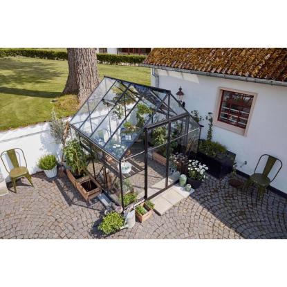 Halls Qube+ 88 drivhus 6,6 m², sort, 3 mm hærdet glas