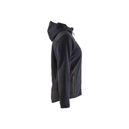 Blåkläder 5941 dame strikket jakke med softshell, mørk marineblå/sort
