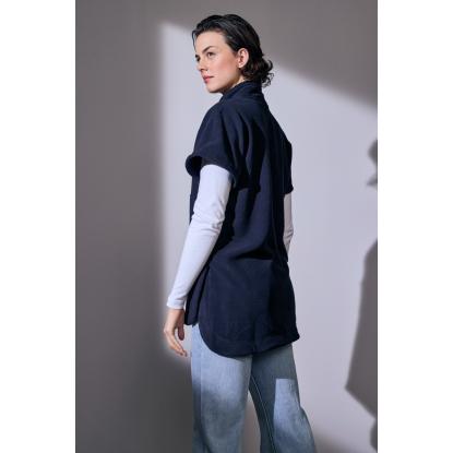 ID 0808 fleece tunika med korte ærmer, unisex, navy