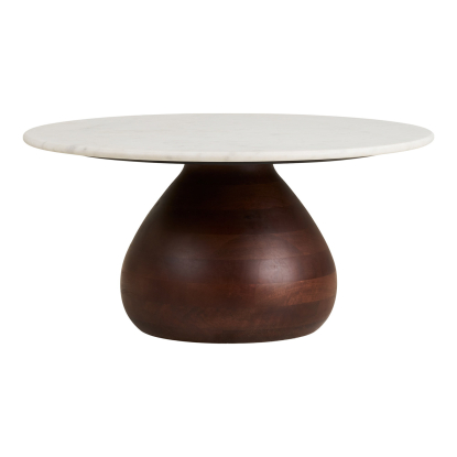 Heide sofabord, mørkebrunt mangotræ/hvid marmor, Ø70 cm