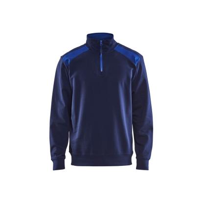 Blåkläder 3353 sweatshirt half zip, marineblå/koboltblå