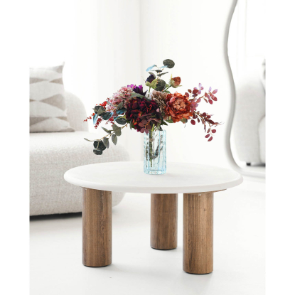 Fondi sofabord med bordplade i cement look, sand/brun, Ø80 cm