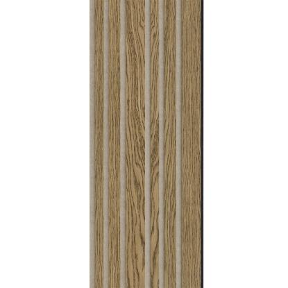 I-Wood Medio+ Mixed akustikpanel, mørkebrun olieret, beige filt og sort kerne, egefiner, 17 x 300 mm