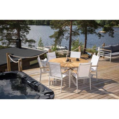 Venture Design Mexico rundt havebord, teaktræ, natur/hvid, Ø140 cm