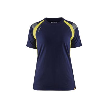 Blåkläder 3402 dame t-shirt, marineblå/hi-vis gul