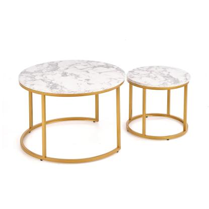 Paola sofabordssæt, marmorlook/guld