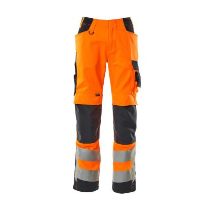 MASCOT SAFE SUPREME arbejdsbukser med knælommer, hi-vis orange/mørk marine