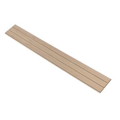 I-Wood Basic 3-lamel akustikpanel, ubehandlet natur, beige filt og sort kerne, egefiner, 17 x 300 mm 