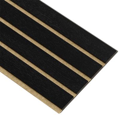 I-Wood Basic 4-lamel akustikpanel, sortmalet, brun filt og sort kerne, egefiner, 17 x 300 mm 