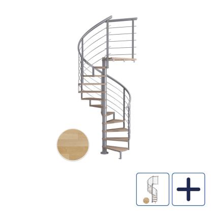 DOLLE Montreal DESIGN spindeltrappe, Ø140 cm, pearl grey/olieret bøg
