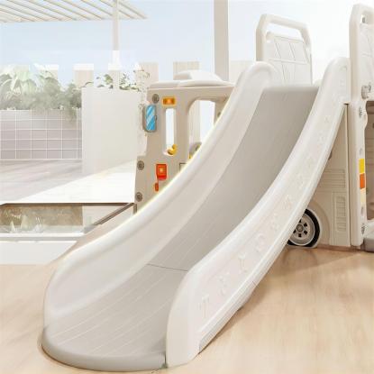 Kids Zone aktivitetslastbil med rutsjebane, basketball og net, beige