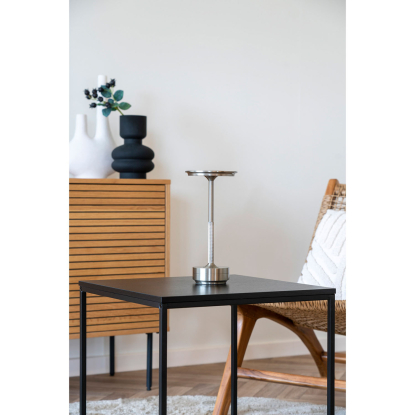 Lyneham LED bordlampe, genopladelig, H28,5 cm, sølv