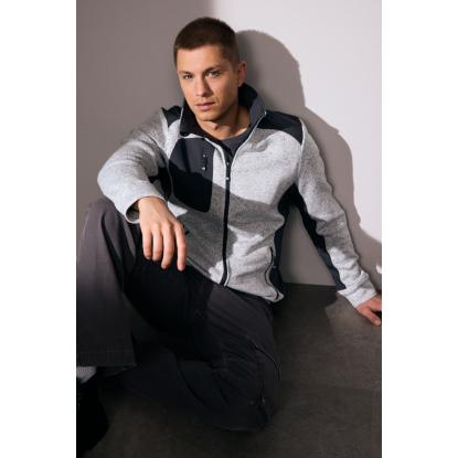 ID 0850 cardigan, strikfleece, grå melange