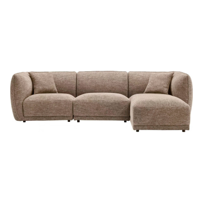 Noor højrevendt loungesofa med to puder, brun