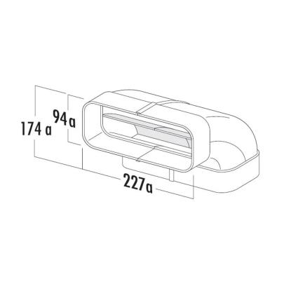 JG Nordic bøjning vertikal, flad, 90°, 89 x 222 mm