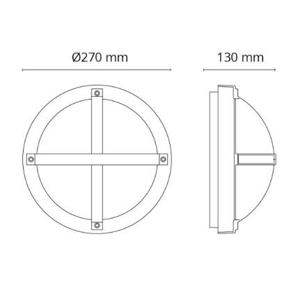 SG Armaturen Solo LED væglampe, Ø27 cm, E27, IP65, KL II, grafitgrå