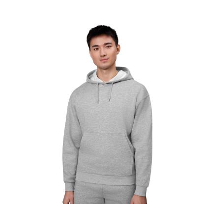ID 0660 Soft hættetrøje med kængurulomme, unisex, grå melange