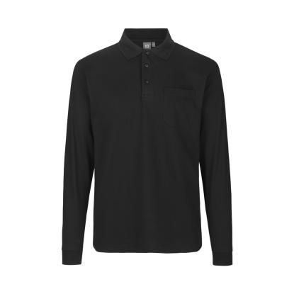 ID PRO Wear 0326 poloshirt med lange ærmer, sort