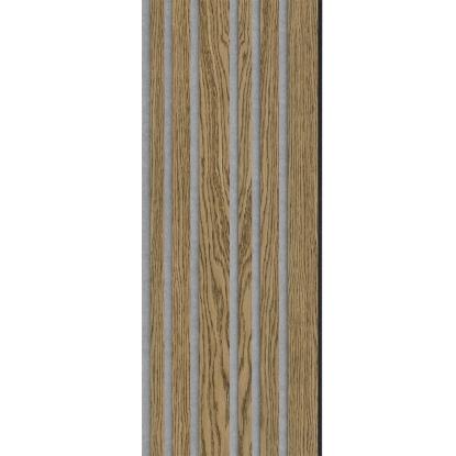 I-Wood Medio+ Mixed akustikpanel, mørkebrun olieret, grå filt og sort kerne, egefiner, 17 x 300 mm