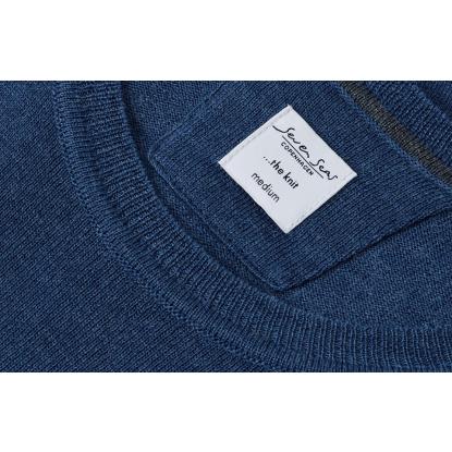 Seven Seas S650 The knit pullover med rund hals, blå melange