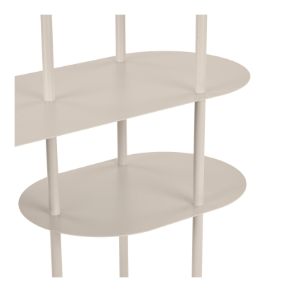 Rieti asymmetrisk reol med fem hylder, metal, sand, 139 x 118 x 31 cm