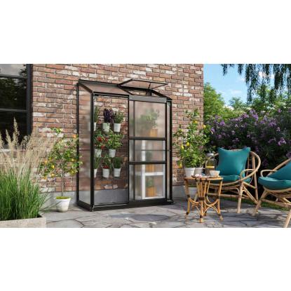 Vitavia Ida 900 vægdrivhus, sort, 0,9 m², 4 mm poly, inkl. sokkel