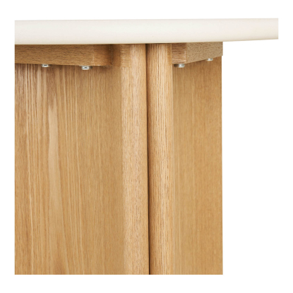 Motril hjørnebord, cement/askefiner, hvid, Ø50 cm
