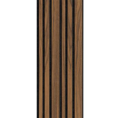 I-Wood Medio+ Mixed akustikpanel, klar olieret, sort filt og sort kerne, valnøddefiner, 17 x 300 mm