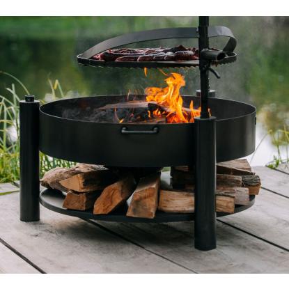 Cook King Montana X bålsted med 60 cm grillrist, stål, sort, Ø80 cm