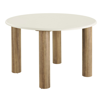 Fondi og Dover spisebordssæt med 4 stole, sand/brun, Ø120 cm