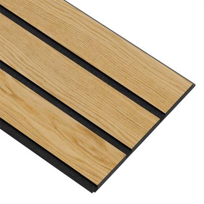 I-Wood Medio+ 3-lamel akustikpanel, klar olieret, sort filt og sort kerne, egefiner, 17 x 300 mm