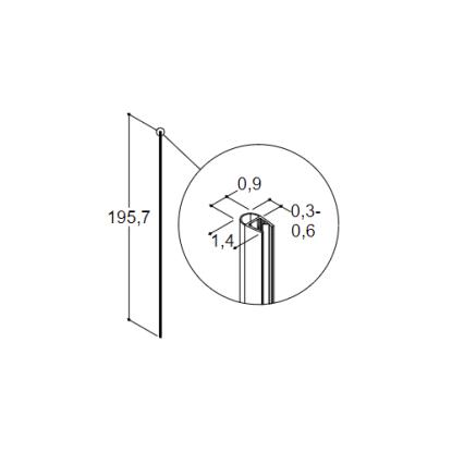 Scanbad Match D-profil tætningsliste 9 til model A, B, C, sort